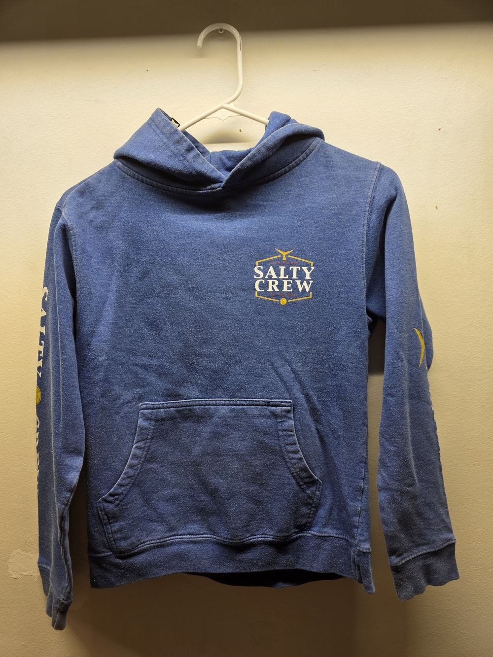 Salty Crew Blue Kids Pullover Hoodie with Yellow Logo